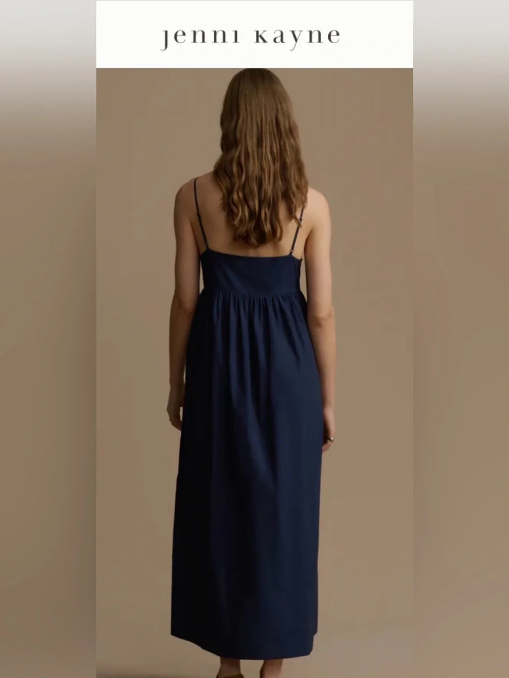 Jenni Kayne Navy Blue Lined Maxi Dress The Cove, 100% cotton and rayon-XXL - Picture 3 of 16